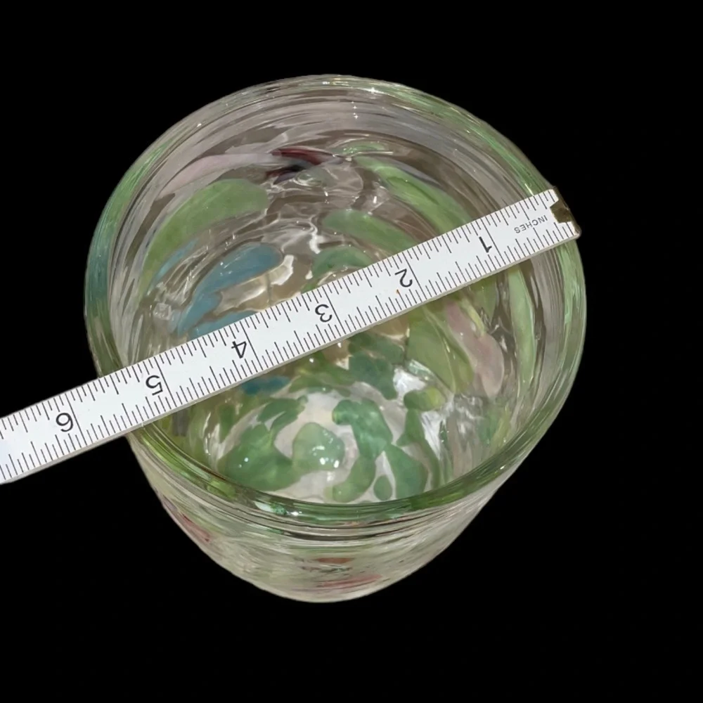 Pier 1 Splatter Fused Floral Abstract Large Glass Vase